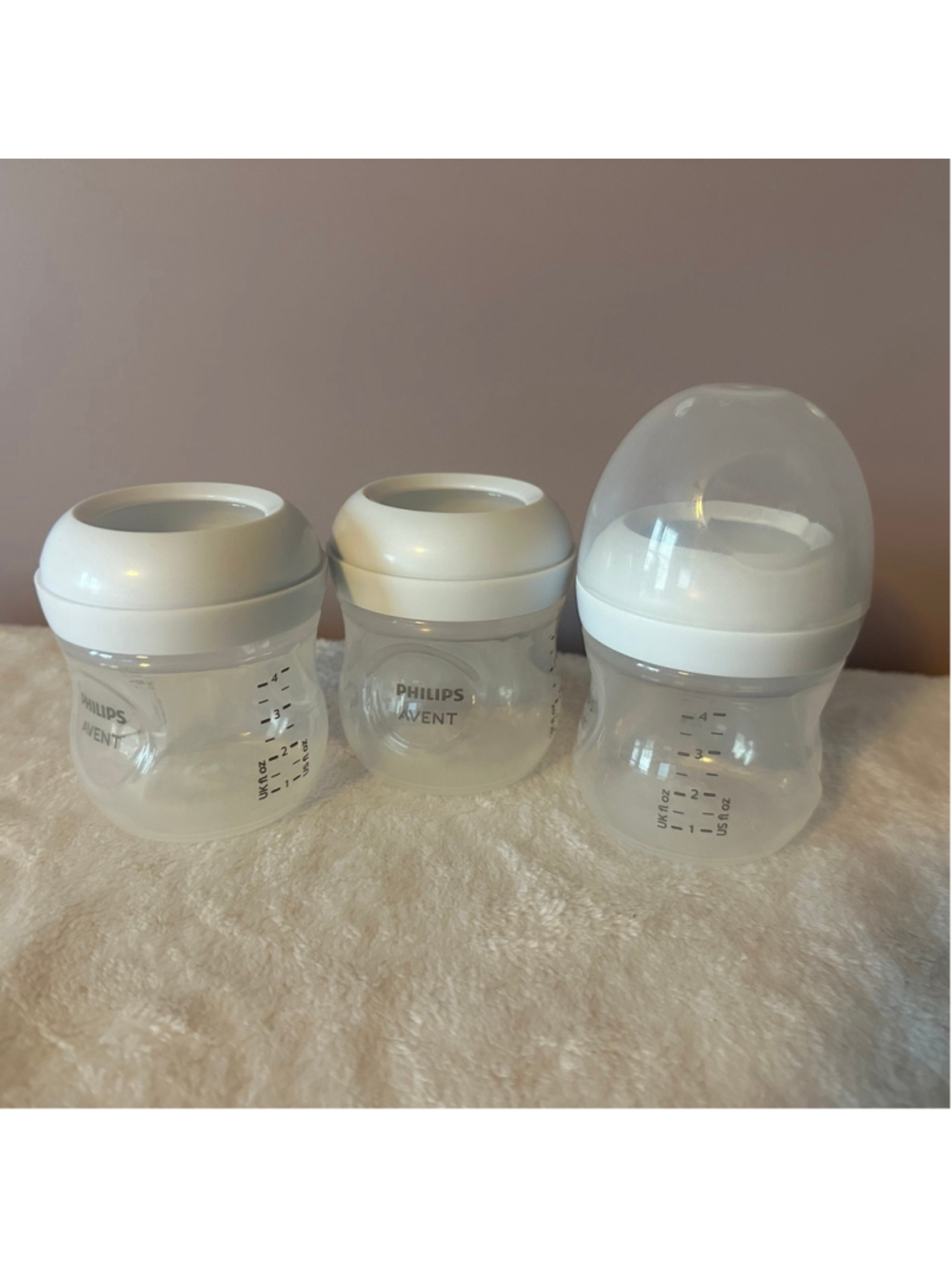 Philips Avent Clear & White Baby Bottles 3-Pack 4oz No Nipples Infant Feeding